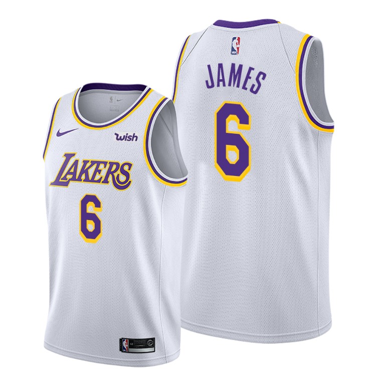 Men's Los Angeles Lakers LeBron James #6 NBA 2021-22 Change Number Association Edition White Basketball Jersey LEF8283NK